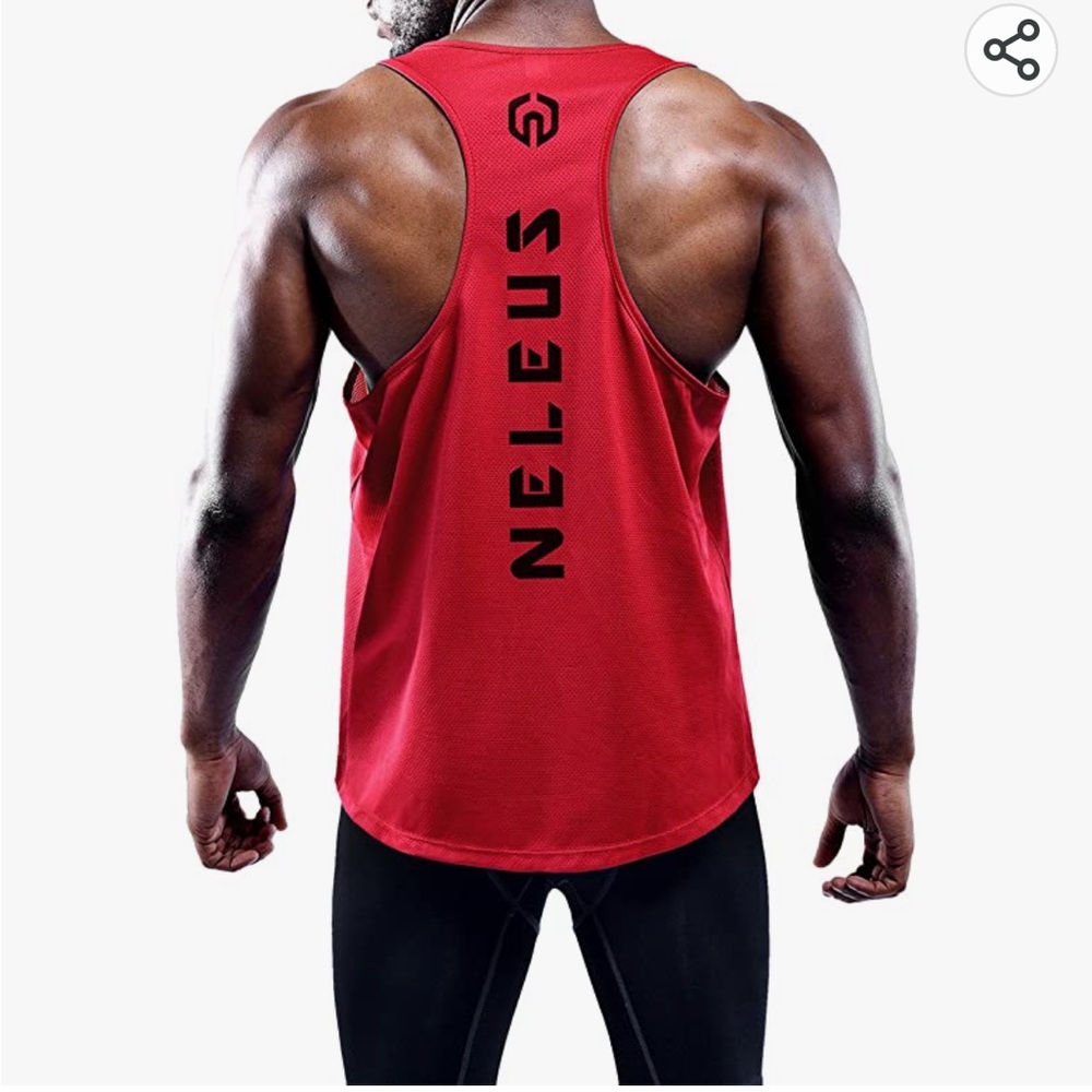 NELEUS Men’s Dry Fit Y-Back Muscle Tank Top in red